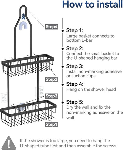 YASONIC Shower Caddy Hanging, Never Rust Shower Organizer Hanging, Aluminum