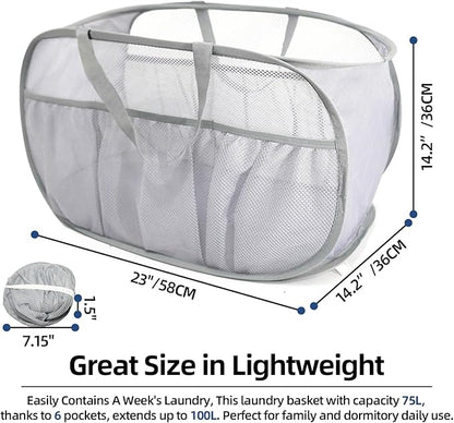 2 Pack Collapsible Laundry Baskets, Upgrade Pop Up Laundry Hamper