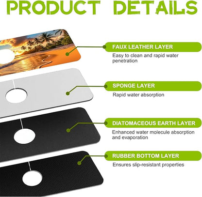 Kitchen Sink Splash Guard Faucet Mat Super Absorbent Fast Drying Mat Guard