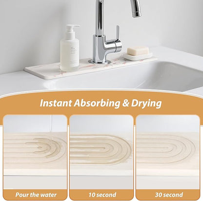 Kitchen Sink Faucet Mat, Diatomaceous Earth Quick Dry Sink Splashback Drying Mat