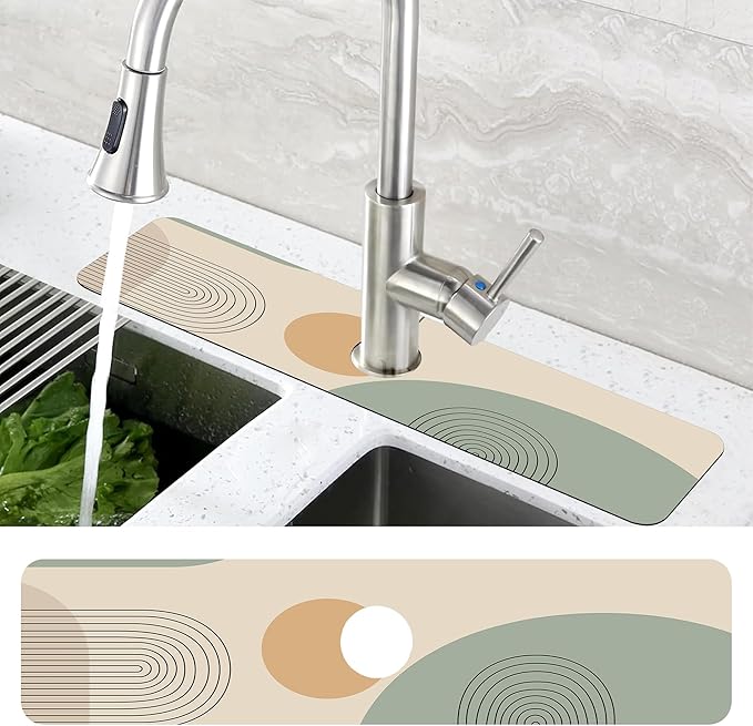Abstract Minimalistic Geometric Kitchen Sink Splash Guard Mat Absorbent Fast