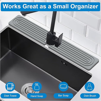 Faucet Mat for Kitchen Sink – 24"x4" Diatomite Stone Sink Splash Guard