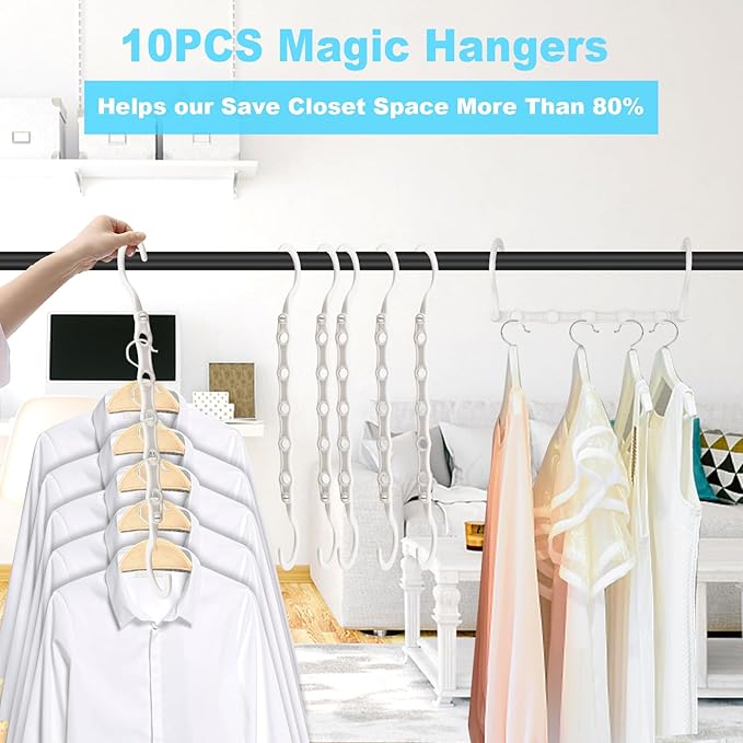 DUCOO 10 PCS Space Saving Hangers, 5-Hole Magic Hangers