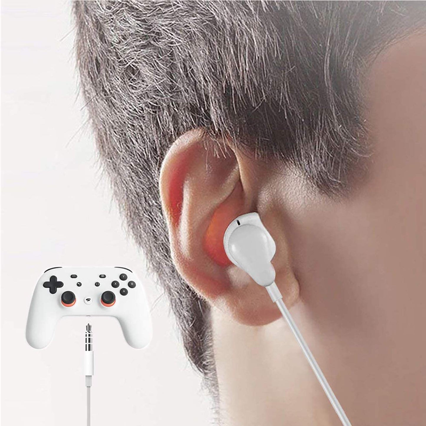GEEKRIA 3.5mm Wired Earbuds with Mic & Volume Control, Stereo Gaming in-Ear Headphones for PS4, Xbox One, Stadia, Luna, PC, Laptop, Smartphone (White)