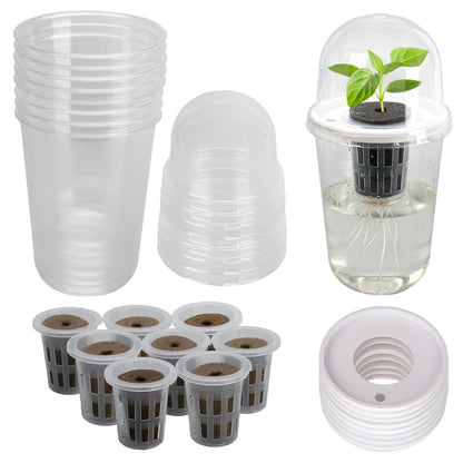Ronyes Clear Hydroponic Nursery Kit with Vented Humidity Domes 8 Packs, Corms Growing Container, Hydroponic Growing System, Tissue Culture Acclimation Kit