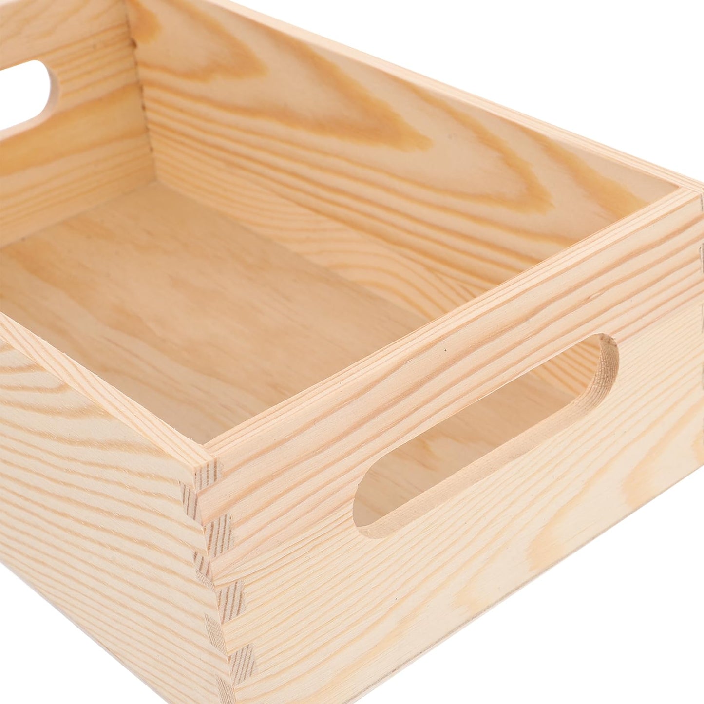 jojofuny Wooden Crate Storage Case Multi-use Tool Storage Box Portable with Side Handles, Small Open-Top Rustic Wood Organizer for Home, Office & Workshop