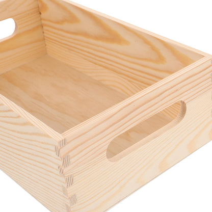 jojofuny Wooden Crate Storage Case Multi-use Tool Storage Box Portable with Side Handles, Small Open-Top Rustic Wood Organizer for Home, Office & Workshop