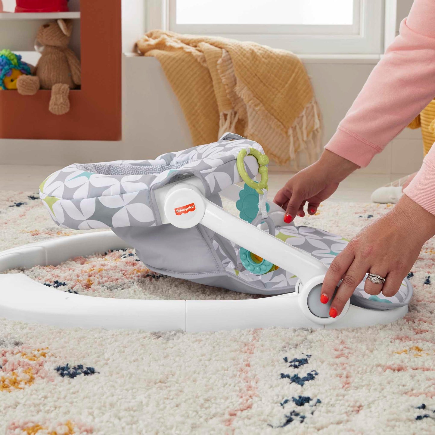 Fisher-Price Portable Baby Chair Sit-Me-Up Floor Seat With Developmental Toys & Machine Washable Seat Pad, Starlight Bursts