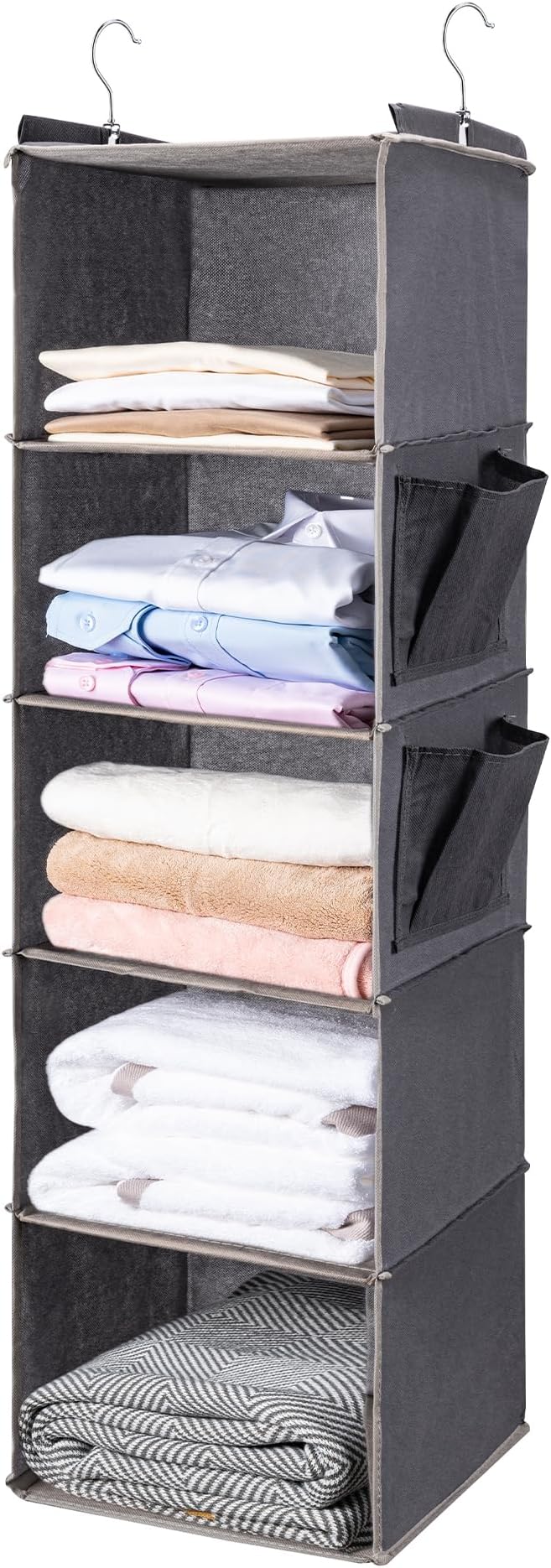 BOOMIBOO Hanging Closet Organize and Shelves，5-Hanging Shelf