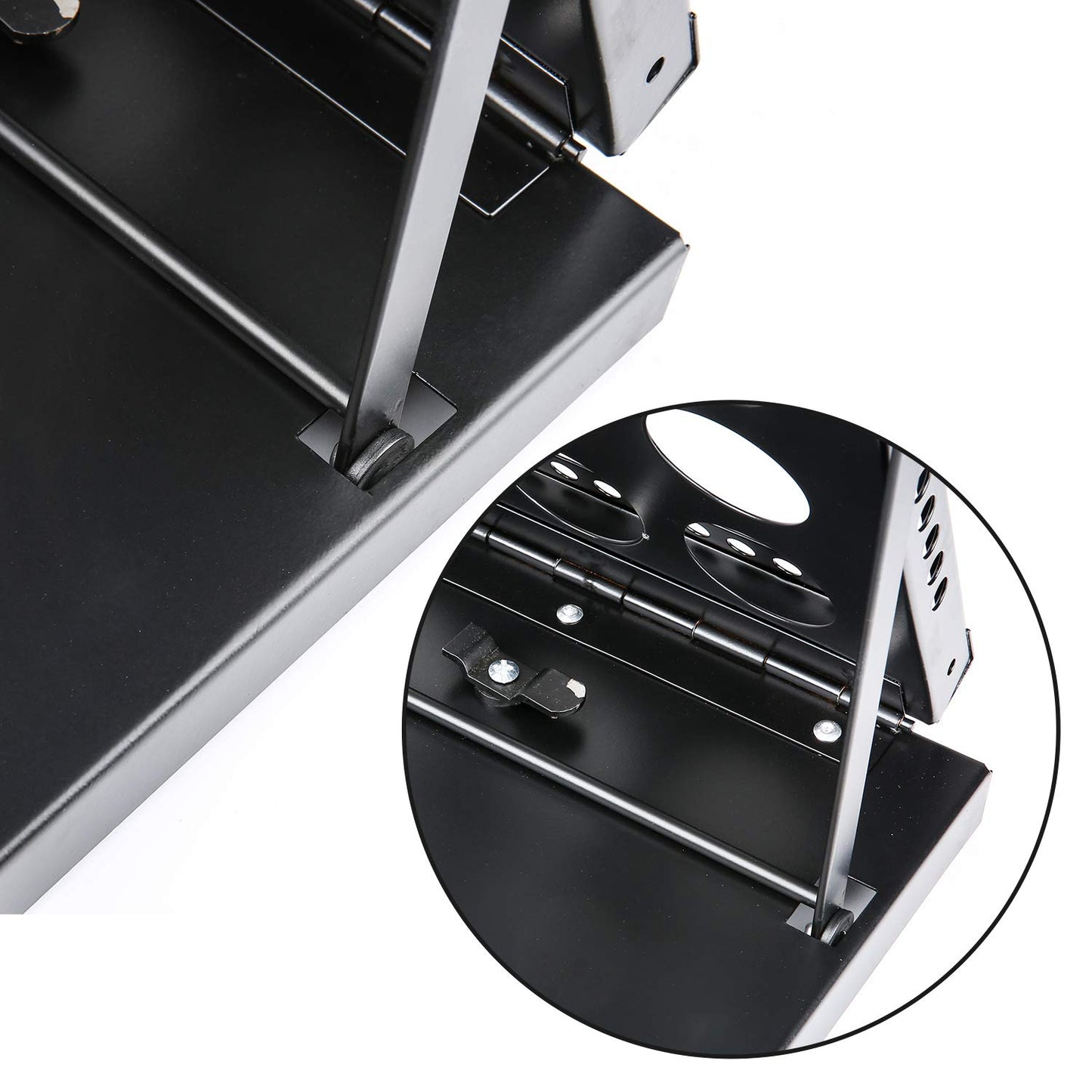 Polmart 4-Tier Brochure Literature Display Floor-Stand Rack with Adjustable Pockets. Portable Collapsible Design with Carry Bag for Trade Shows, Offices, Retail Stores (Black)