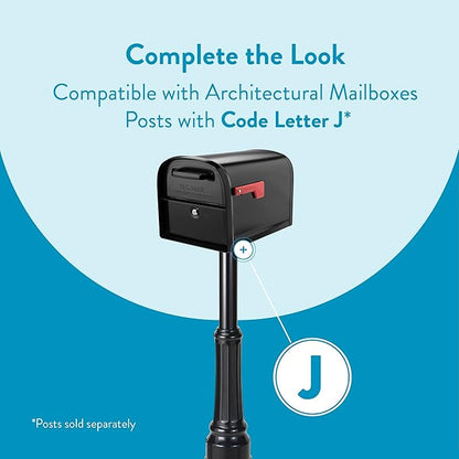 Architectural Mailboxes 6300B-10 Oasis 360 Locking Parcel Mailbox, Extra Large, Black, 6300B-10 | Galvanized steel build with a secure steel cam lock, dual access doors, and hopper delivery door. USPS approved.