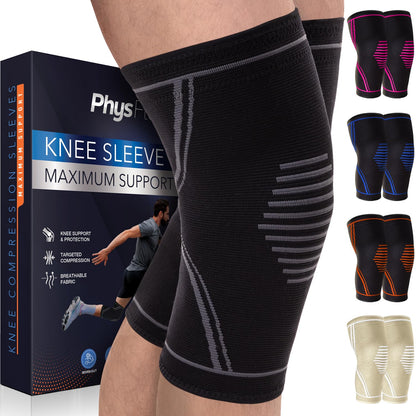 Knee Brace for Pain Relief - 2 Pack Knee Compression Sleeves for Men and Women - Support for Weightlifting, Gym, Workout, Volleyball - Meniscus Tear, ACL, Arthritis (XXX-Large)