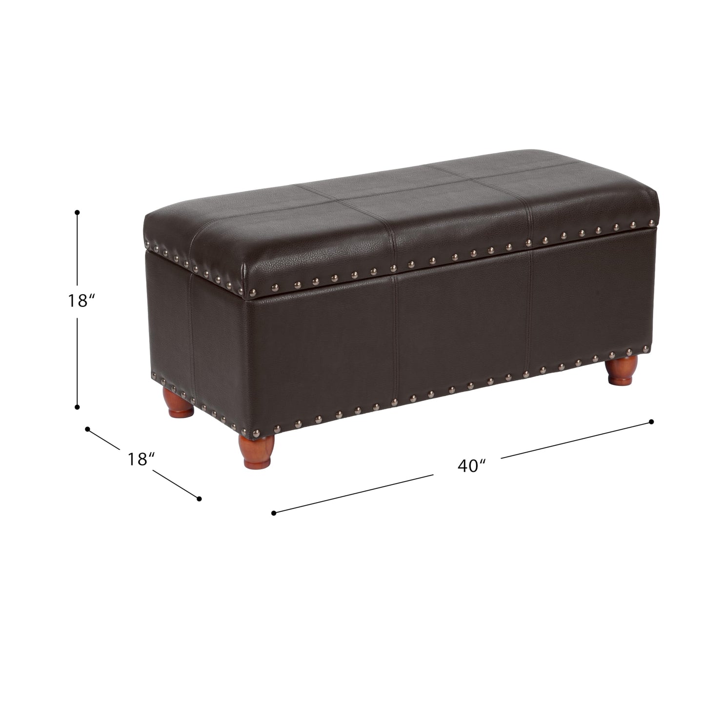 HomePop 40" Faux Leather Storage Cocktail Bench - Espresso