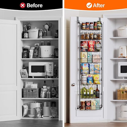 Delamu Over The Door Pantry Organizer, 8-Tier Pantry Door Organizers and Storage