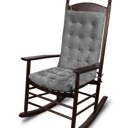 ELFJOY Rocking Chair Cushion Large Rocking Chair Pads with Ties Premium Tufted High Back and Seat Cushion 2 Piece Set Grey