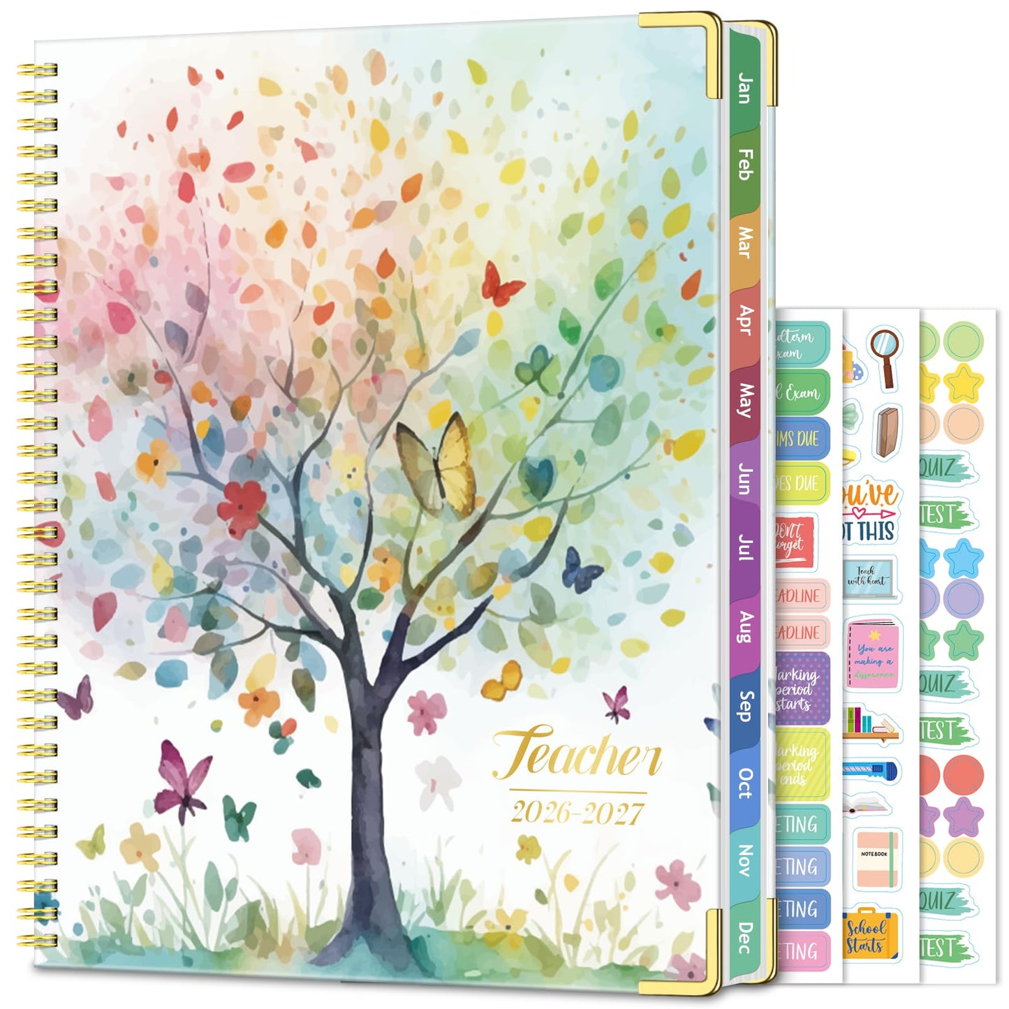 Teacher Planner 2026-2027 Academic Year, Jul.2026 - Jun.2027, 8.5" x 11" Lesson Planner Book for Teachers, Teacher Planners with Colorful Monthly Tabs, Hardcover- Tree