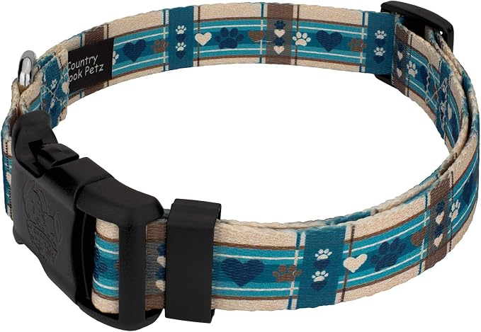 Country Brook Petz - Puppy Picnic Everyday Dog Collar and Leash - Plaid and Argyle Collection Featuring Charming Designs (1 Inch, Medium)