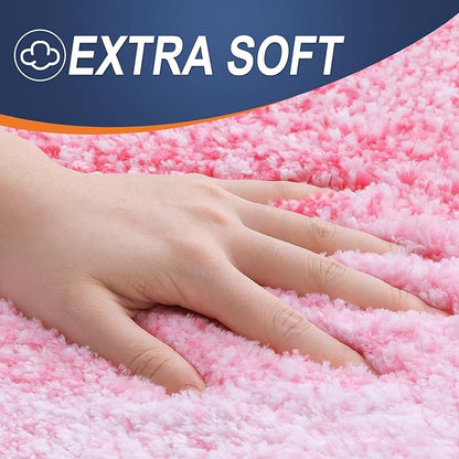 OLANLY Bathroom Runner Rugs Mat 44x24, Extra Soft Absorbent Microfiber Bath Rugs, Rubber Backing, Quick Dry, Washable Long Bath Mats for Bathroom Floor, Tub and Shower, Home Decor Accessories, Pink