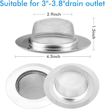 2Pcs Kitchen Sink Strainer, Stainless Steel Mesh Sink Drain Cover, Large Wide