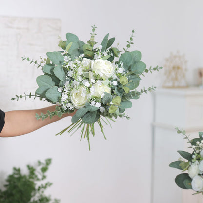 110 Pcs 7 Kinds Mixed Artificial Eucalyptus Stems and Faux Flowers,Fake Silver Dollar Eucalyptus Leaves Stems Bulk Soft Textured Leaf Branches for DIY Bouquets Floral Arrangement Wedding Home Decor