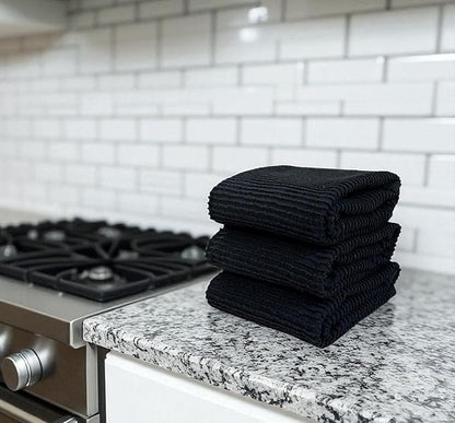 Serafina Home Oversized Solid Color Black Kitchen Dish Towels: 100% Cotton