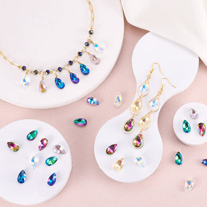 PH PandaHall Pandhall 100Pcs Crystal Teardrop Glass Beads Faceted Teardrop Beads Tear Drop Hanging Pendants for Women Necklace Bracelet Earring Jewelry Making