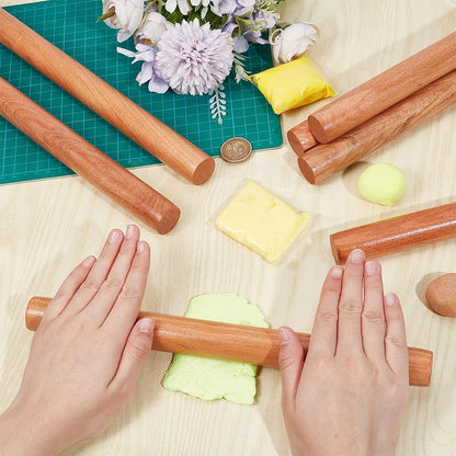 OLYCRAFT 10pcs Wood Rolling Pins 11.8 inch Clay Rolling Pins 1.1 inch Diameter Classic Wooden Rolling Pins Natural Wood Texture Rollers Wood Clay Roller for Clay Modeling Pottery Tools