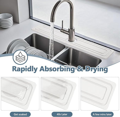 Faucet Mat for Kitchen Sink, Rapidly Absorbing Diatomite Fast Drying Stone
