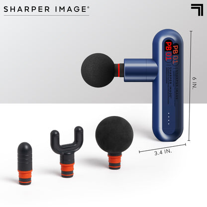 Sharper Image Percussion Massage Gun, Powerboost Move, Lightweight & Portable, 4 Attachments, 4 Speeds, Full Body Back & Shoulder Massager for Deep Tissue Muscle Recovery, Pain Relief & Soreness