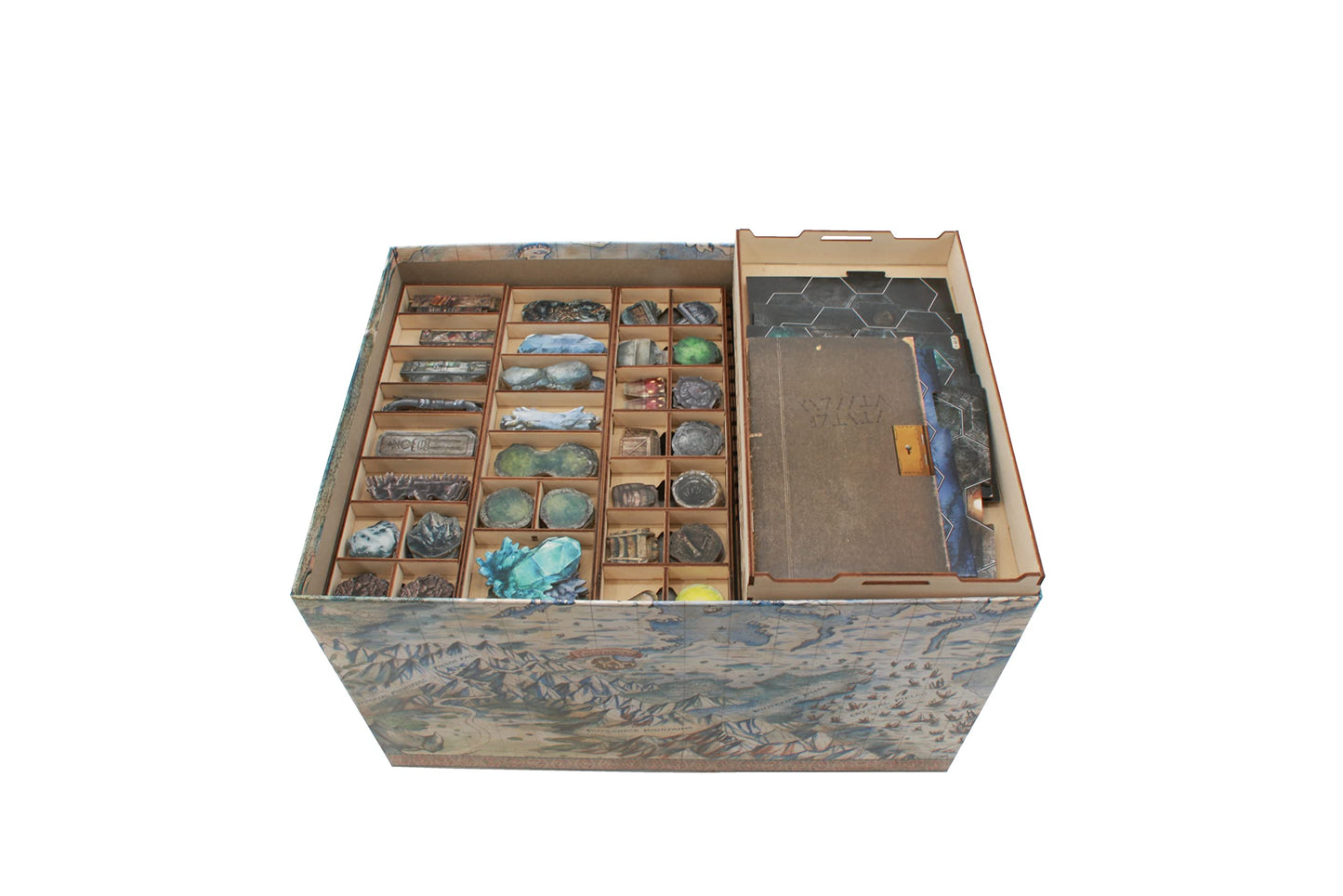 The Broken Token Frosthaven Compatible Game Organizer - Monster Tray Version, Birch Wood Storage Box for Cards, Tokens, Rulebooks, Boards - Wooden Game Organizer