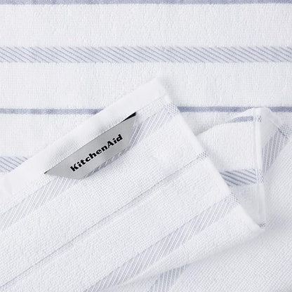 KitchenAid Albany Kitchen Towel 4-Pack Set, Lavender Cream/White