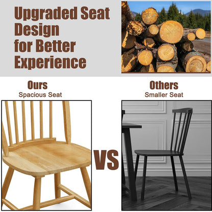 Giantex Wood Dining Chairs Set of 2, Windsor Chairs with Solid Wood Legs, High Spindle Back, H-Shaped Crossbars, Vintage Country Farmhouse Style Wooden Side Chairs