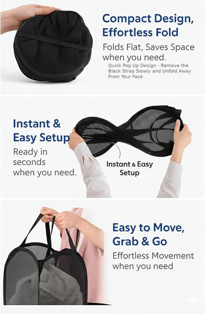 2-in-1 hanging laundry hamper Bag + Pop-up mesh laundry basket, XL Over the