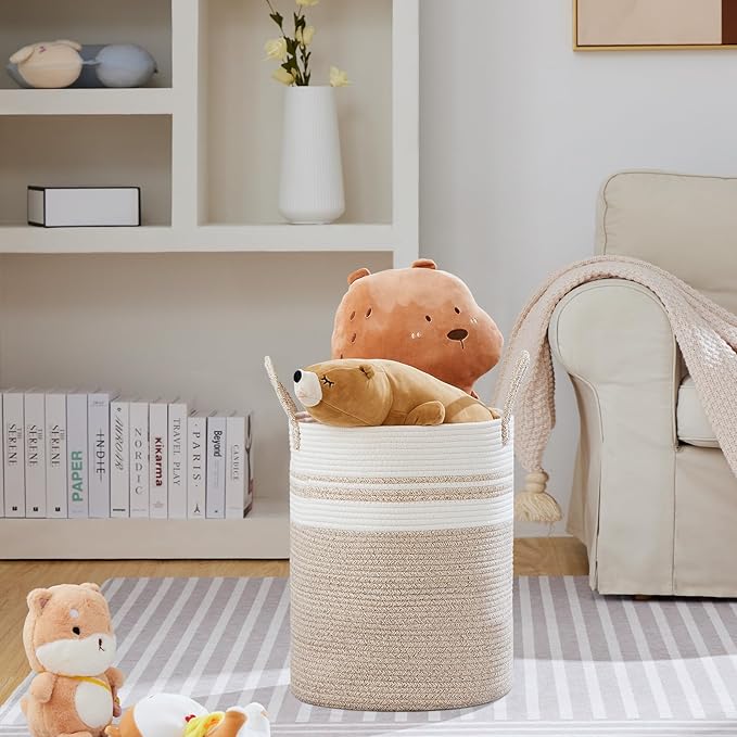 VIPOSCO Large Laundry Hamper, Tall Woven Rope Storage Basket