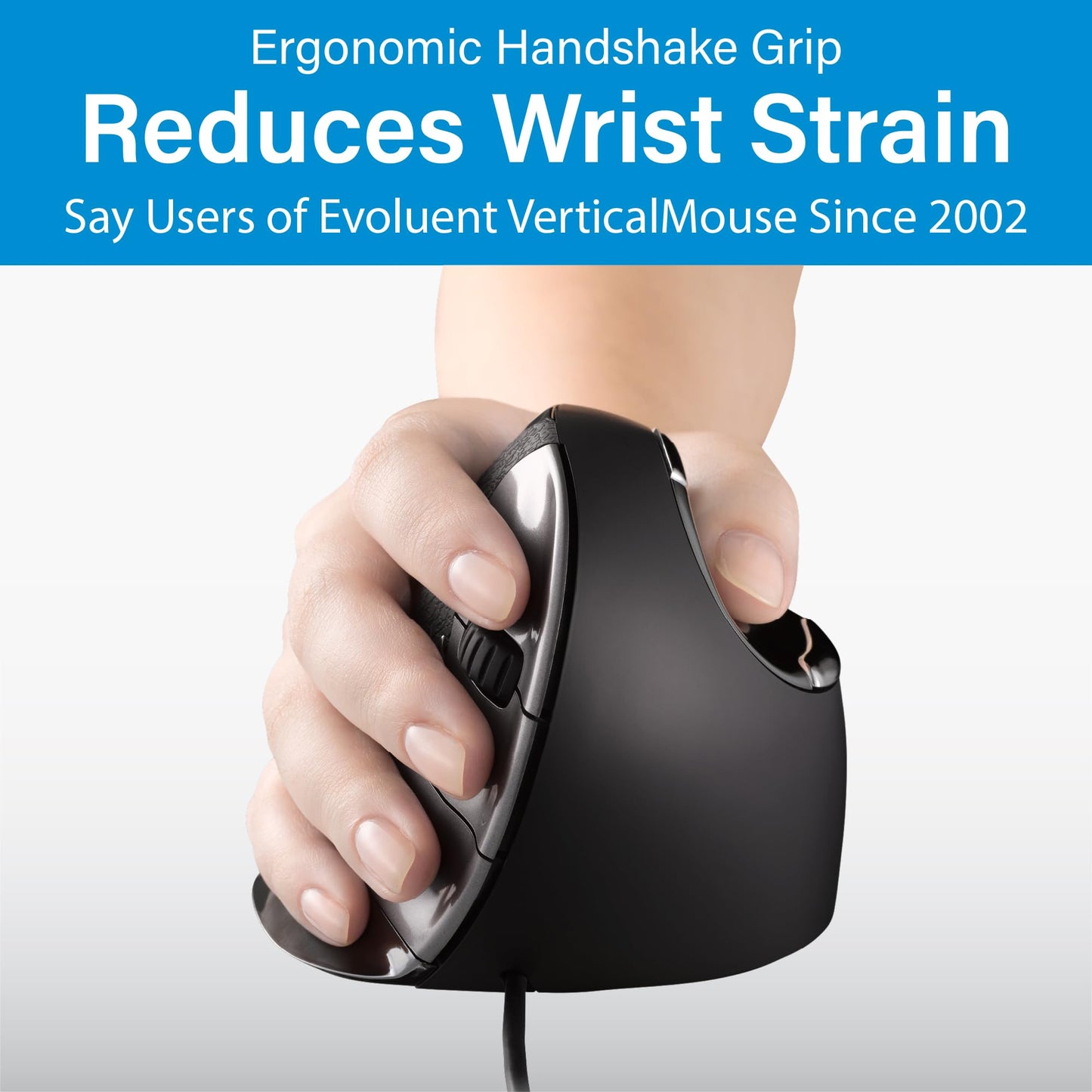 Evoluent – Inventor of The Vertical Mouse – VMDMW Ergonomic Vertical Mouse Right Hand Med USB Wireless, Sculpted for Comfort, Reduces Wrist Strain, 4 Speeds, 6 Customizable Buttons in Windows