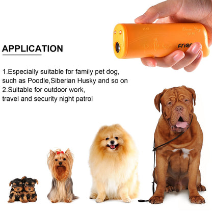 Frienda LED Ultrasonic Dog Trainer Device 3 in 1 Stop Barking Stop Bark Handheld Dog Training Device (Yellow)