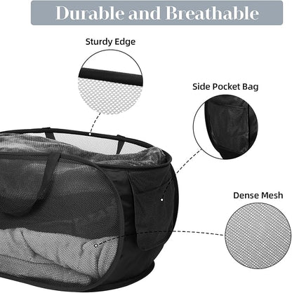 Durable Collapsible Laundry Baskets, Mesh Pop Up Laundry Hamper