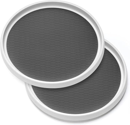 2 Pack, 12-Inch Non-Skid Lazy Susan Organizers - Turntable Rack for Pantry Organization and Storage, Kitchen, Fridge, Cabinets, Bathroom Makeup Vanity Countertop, Under Sink Organizing, Spice Rack
