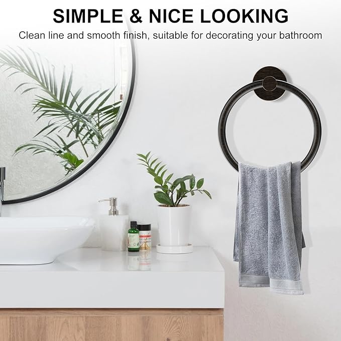 SetSail Towel Holder for Bathroom Wall Screw-in Towel Ring Stainless Steel Hand