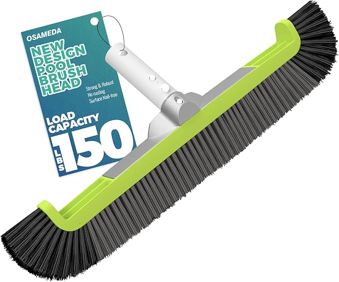 18" Pool Brush Head for Cleaning Swimming Pool Walls, Curved Ends