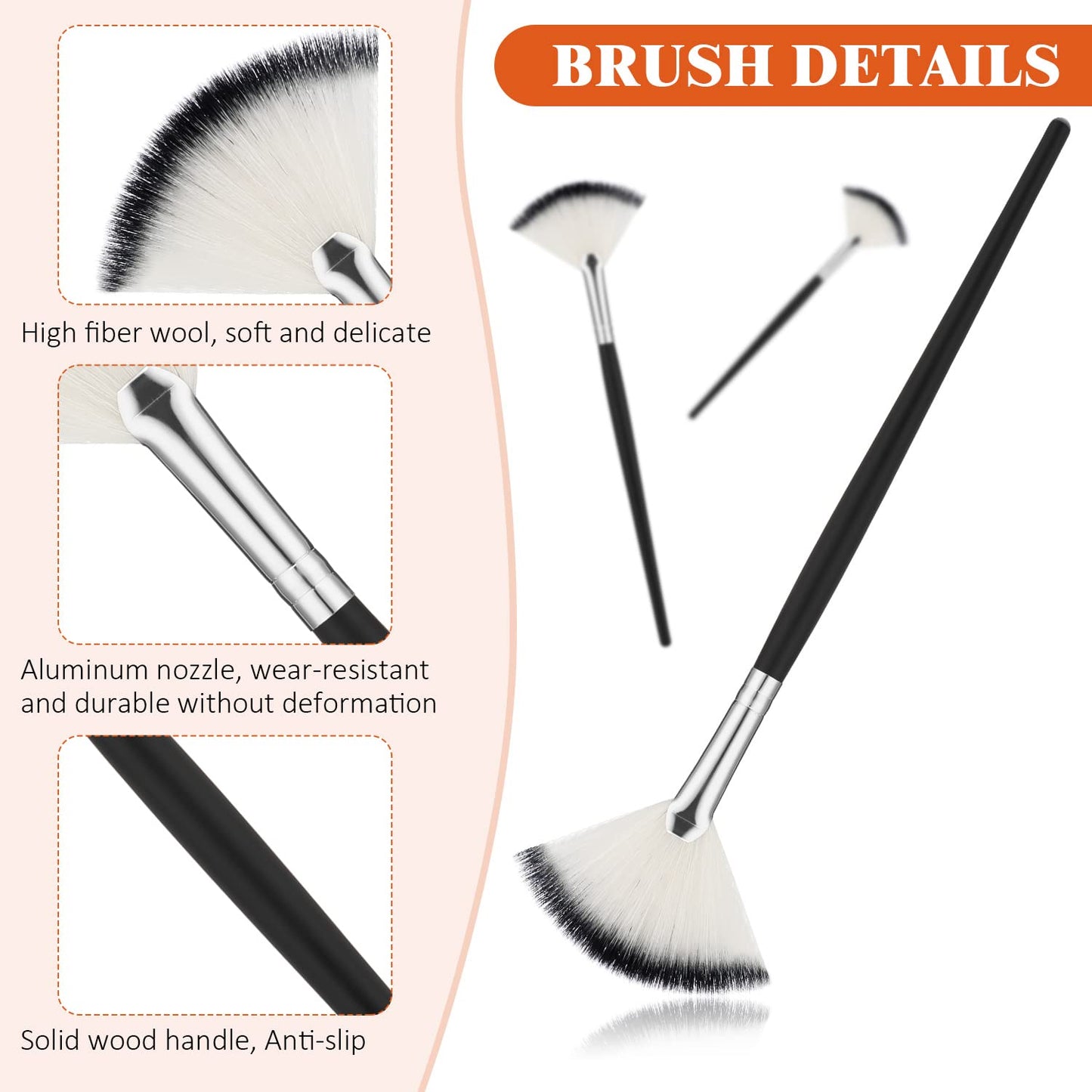 9 Pieces Facial Fan Mask Brushes, Soft Facial Applicator Brushes Tools for Peel Glycolic Makeup for Mud Cream(Champagne)