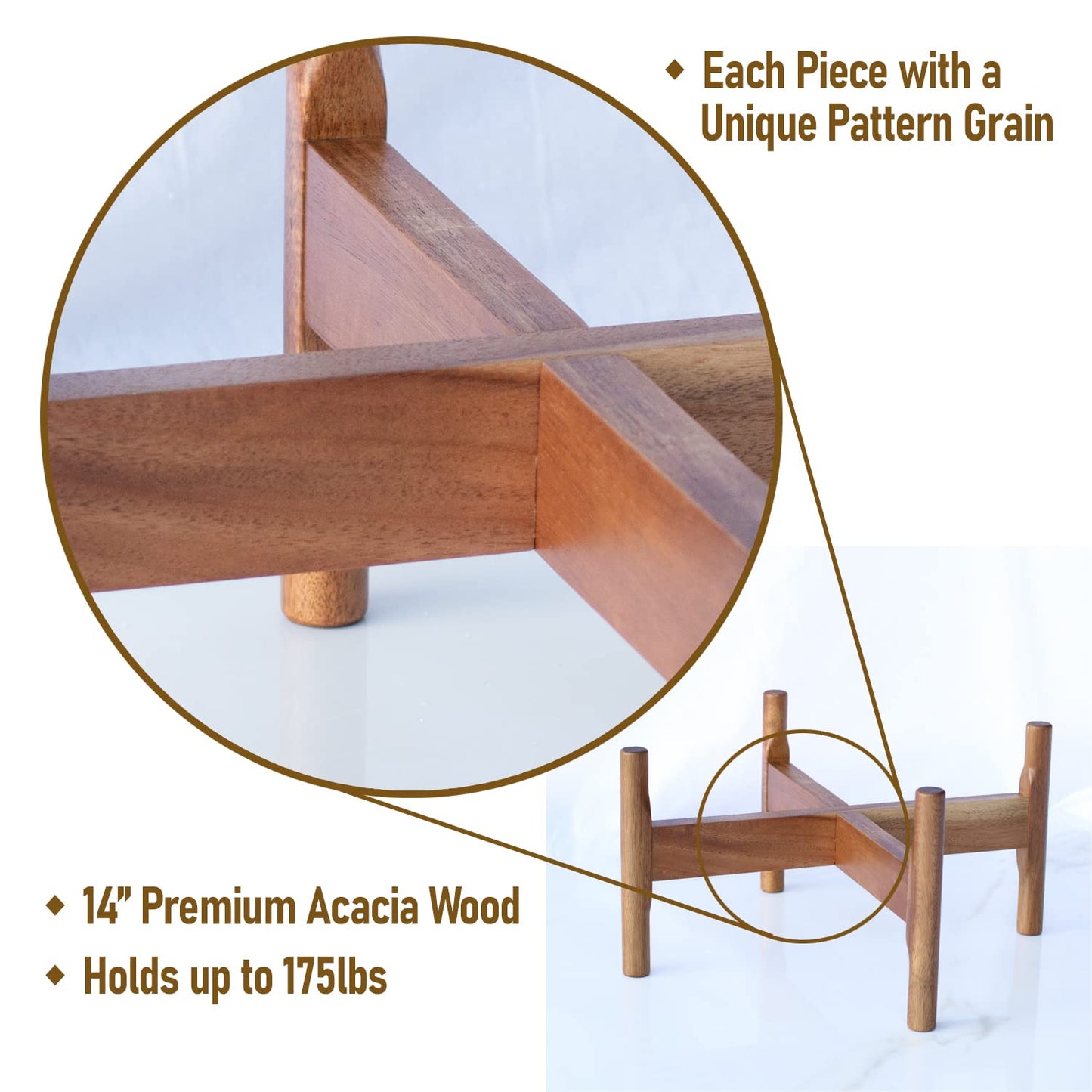 Macaw on Kapok Wood Plant Stand - Fits 8 10 12 to 14 inch Plant Pot - Acacia Solid Wood - Planter Stands for Indoor Plants - Outdoor Planter Large - Modern Plant Holder - Mid Century Plant Stand - Flower Pot Stand