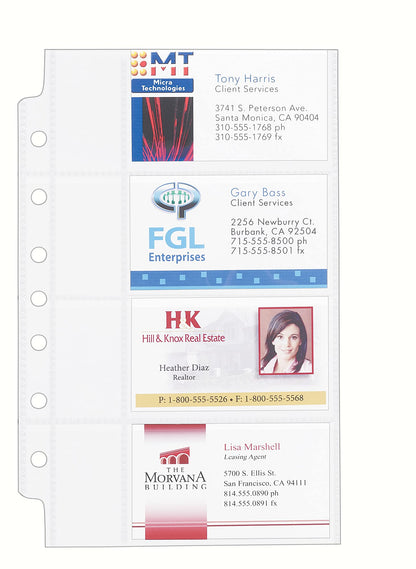 Avery Clear Business Card Organizer Pages for 5.5" x 8.5" Mini Binders, Pack of 5 Holds 40 Cards, 4 Packs, 20 Pages Total (76025)