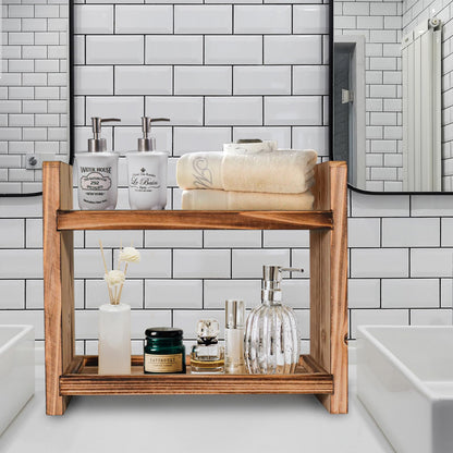 Cloud Fragrant 2-Tier Wooden Spice Rack, Countertop Organizer for Kitchen & Bathroom, Multi-Purpose Storage Shelf for Cosmetics, Spices, Toiletries