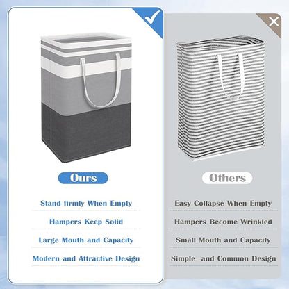 BlissTotes 3-Pack Laundry Basket, Freestanding＆Waterproof Laundry Hamper