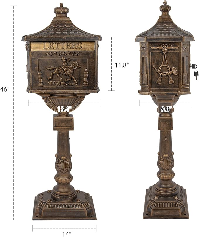 Polar Aurora Mailbox Cast Aluminum Bronze Mail Box Postal Box Security Heavy Duty New