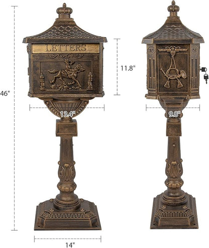 Polar Aurora Mailbox Cast Aluminum Bronze Mail Box Postal Box Security Heavy Duty New