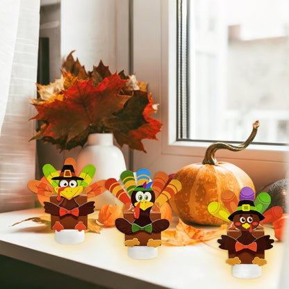 Cinrobiye 24 Pack Thanksgiving Craft Kit DIY Turkey Table Decorations，Thanksgiving Turkey Box for Fall Home Classroom Activities Party Table Centerpieces Dining Room