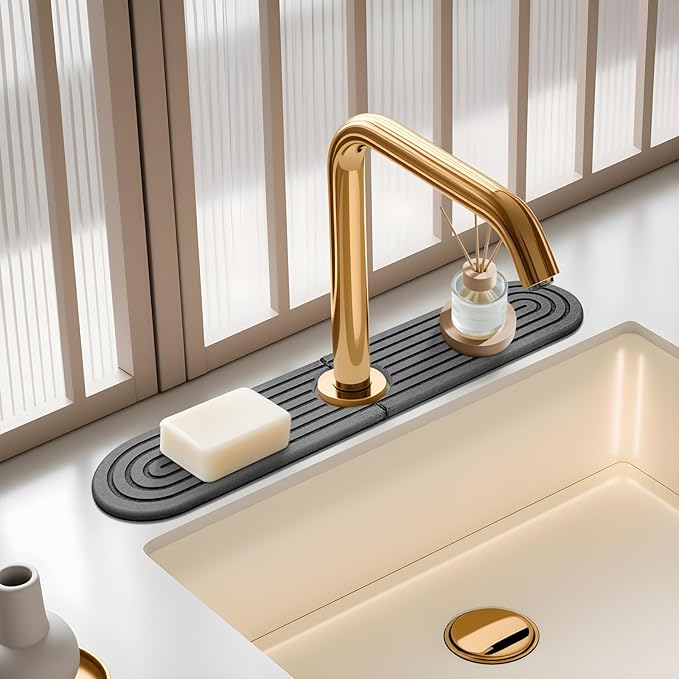 Diatomite Stone Faucet Mat For Kitchen Sink-Absorbent Fast Drying Stone Sink