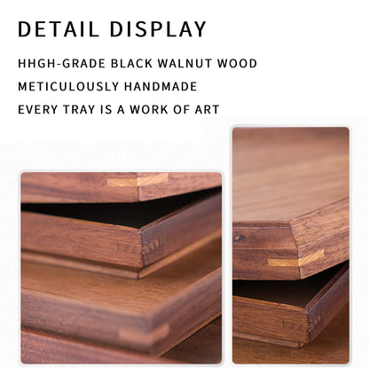 Wood Serving Trays for Home Bar Restaurant Coffee Shop - 11.81''L x 7.87''W Black Walnut Wood Tray, Tea Tray, Coffee Tray, Food Tray (M - 11.81'' x 7.87'')